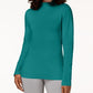 Blusa de gola alta feminina Karen Scott de algodão, verde, tamanho médio