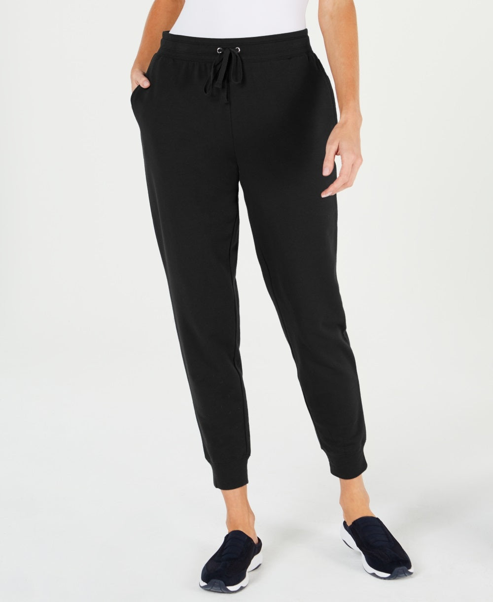 Calça jogger feminina Karen Scott Sport com cordão na cintura, preta, tamanho X-S
