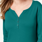 Karen Scott Top Henley de Algodão Feminino Azul Tamanho Grande