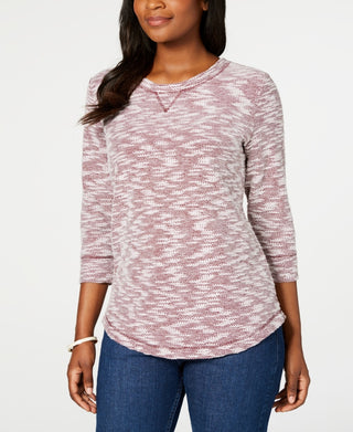 Karen Scott Blusa feminina Space Dye com manga 3/4, vermelha, tamanho PSM