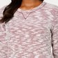 Karen Scott Blusa feminina Space Dye com manga 3/4, vermelha, tamanho PSM