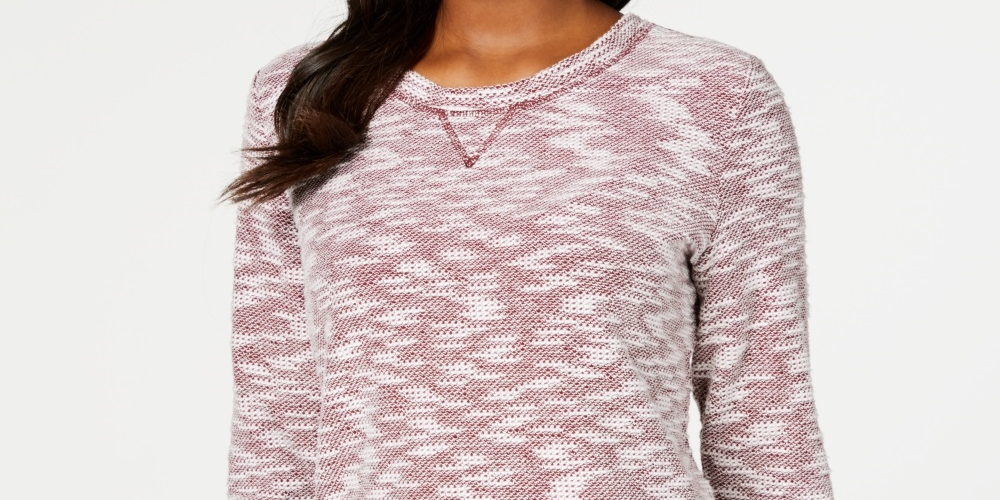 Karen Scott Blusa feminina Space Dye com manga 3/4, vermelha, tamanho PSM
