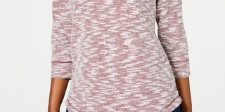 Karen Scott Blusa feminina Space Dye com manga 3/4, vermelha, tamanho PSM