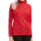 Karen Scott Blusa Feminina Manga Longa Gola Alta Estampada Vermelha Tamanho P