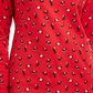 Karen Scott Blusa Feminina Manga Longa Gola Alta Estampada Vermelha Tamanho P
