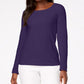 Karen Scott Blusa feminina de algodão com decote redondo, roxa, tamanho grande
