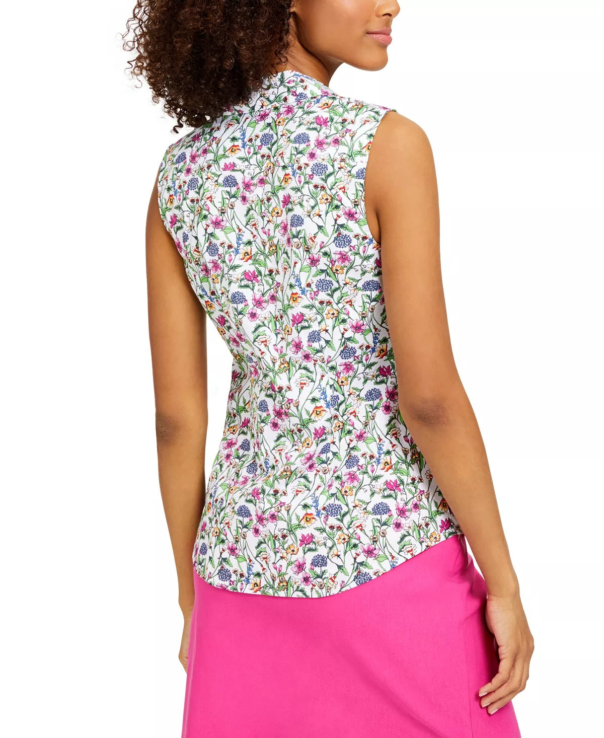 Camisa feminina sem mangas com estampa floral Charter Club, branca, tamanho 12