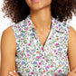 Camisa feminina sem mangas com estampa floral Charter Club, branca, tamanho 12