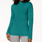 Blusa de gola alta de algodão Karen Scott feminina, azul, tamanho X-G