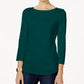 Charter Club Feminino Pima Cotton Gola Barco Botão Ombro Top Verde Tamanho XX-G