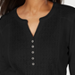 Karen Scott Top Henley Feminino com Renda Frontal Preto Tamanho X-S