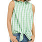 Camisa feminina com estampa xadrez e bainha amarrada, verde brilhante, tamanho 12, Charter Club