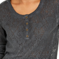 Top Henley de renda feminino Style &amp; Co, preto, tamanho X-S