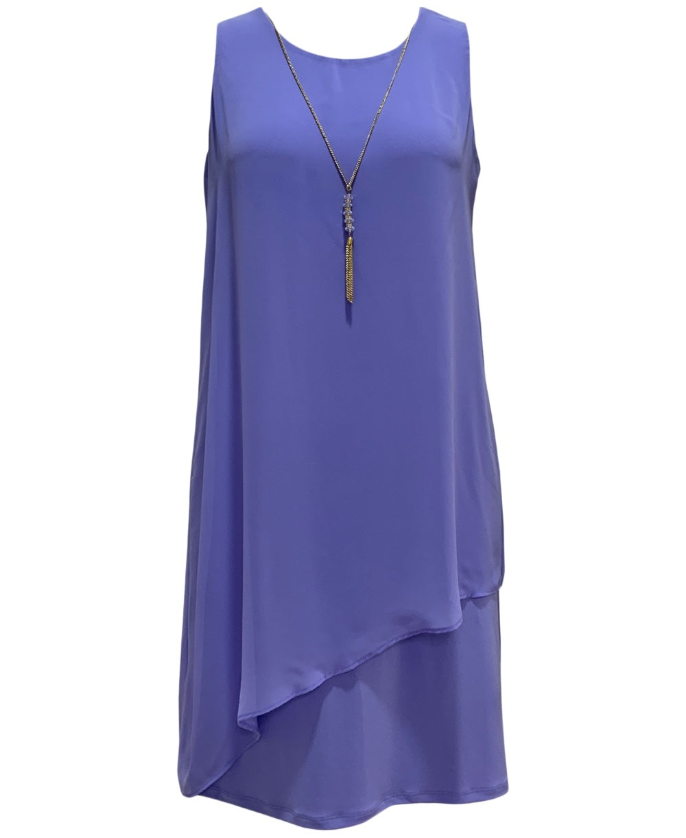 Vestido justo com colar e detalhes embelezados, roxo, tamanho X-S