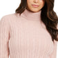 Suéter feminino Charter Club Cable com gola alta, rosa, tamanho médio