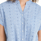 Camisa feminina Charter Club de algodão bordada com amarração frontal, azul, tamanho XX-G
