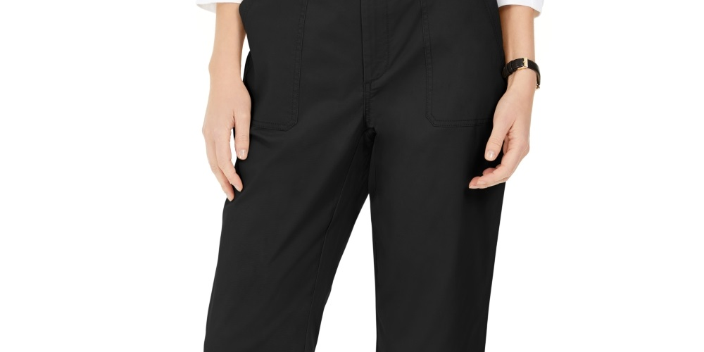 Calça Capri Sarja Feminina Charter Club Preta Tamanho 16