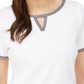 Karen Scott Blusa Feminina com Decote em V e Acabamento Contrastado, Branca, Tamanho P