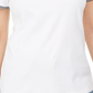 Karen Scott Blusa Feminina com Decote em V e Acabamento Contrastado, Branca, Tamanho P