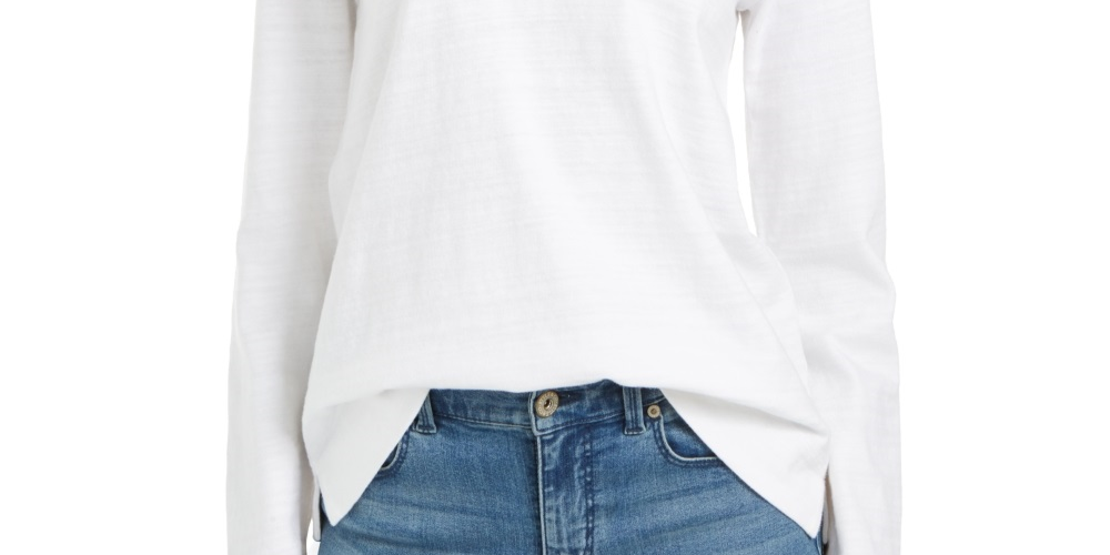 Camiseta feminina bordada de algodão Charter Club, branca, tamanho pequeno