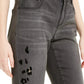 Calça jeans skinny feminina com estampa de leopardo e flocada da INC International Concepts, preta, tamanho 4