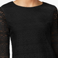 Top de renda feminino Charter Club com manga 3/4, preto, tamanho XX-G
