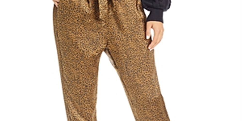 Calça Joie Feminina Sequoya Leopard Print Jogger Dourada Tamanho G