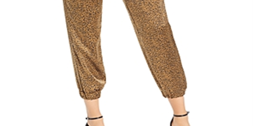 Calça Joie Feminina Sequoya Leopard Print Jogger Dourada Tamanho G