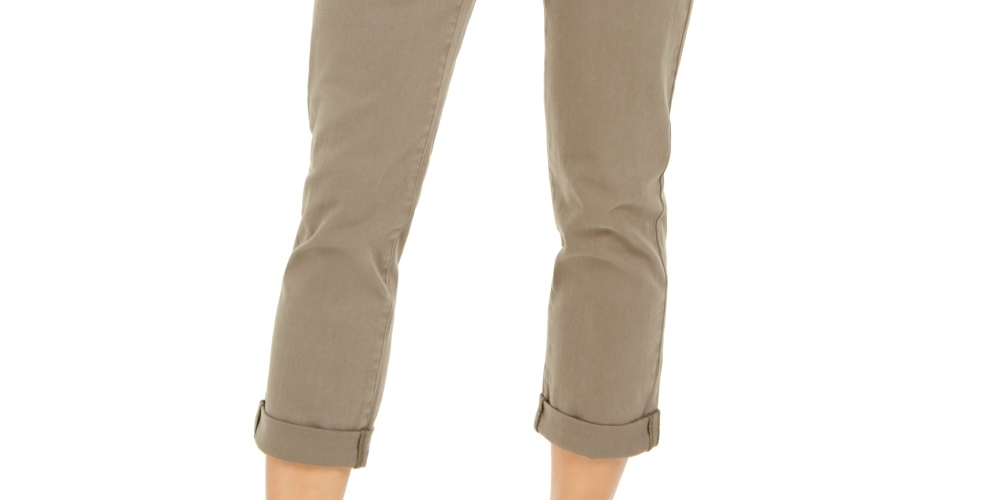 Calça jeans feminina com cinto e punho, tamanho 6, verde, da Style &amp; Co