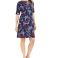 Vestido feminino Karen Scott estampado com decote canoa, azul, tamanho pequeno