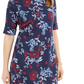 Vestido feminino Karen Scott estampado com decote canoa, azul, tamanho pequeno