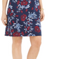 Vestido feminino Karen Scott estampado com decote canoa, azul, tamanho pequeno