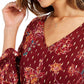 Top feminino com estampa e cordão na cintura, tamanho P, vermelho, estilo &amp; co