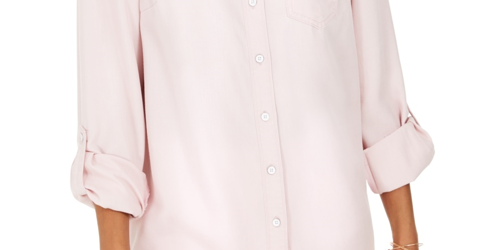 Camisa feminina de um bolso Style &amp; Co, rosa, tamanho grande