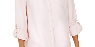 Style & Co Women's One-Pocket Shirt Pink Size Large