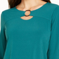 Top feminino com decote redondo e manga 3/4 da coleção JM, verde, tamanho PS