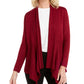 Cardigan feminino canelado com bainha de lenço JM Collection, tamanho médio, vermelho, tamanho extragrande
