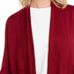 Cardigan feminino canelado com bainha de lenço JM Collection, tamanho médio, vermelho, tamanho extragrande