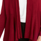 Cardigan feminino canelado com bainha de lenço JM Collection, tamanho médio, vermelho, tamanho extragrande