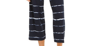 Calça cropped listrada tie-dye feminina Style &amp; Co, azul-marinho, tamanho X pequeno
