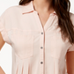 Blusa plissada com mangas e punhos Style &amp; Co feminina, rosa, tamanho pequeno