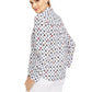 Blusa feminina Charter Club estampada com mangas dobradas e mistura de linho, branca, tamanho extragrande