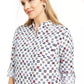 Blusa feminina Charter Club estampada com mangas dobradas e mistura de linho, branca, tamanho extragrande