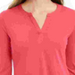 Charter Club Supima Cotton Top Feminino com Gola Dividida, Vermelho, Tamanho Pequeno