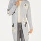 Cardigan longo jacquard floral bordado feminino Style &amp; Co, cinza, tamanho XX-grande