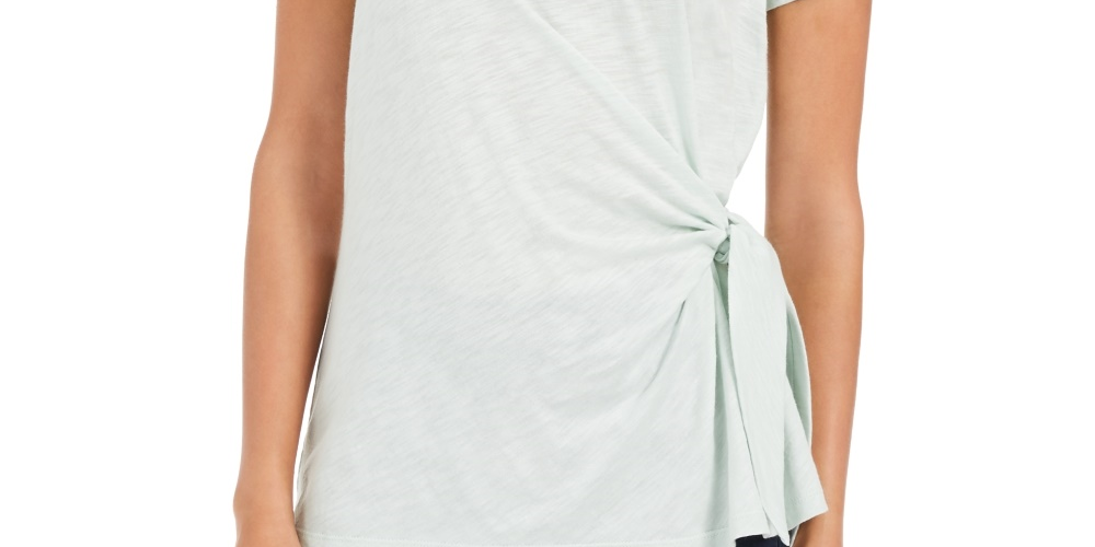 Top feminino com amarração lateral, verde, tamanho pequeno, estilo &amp; co