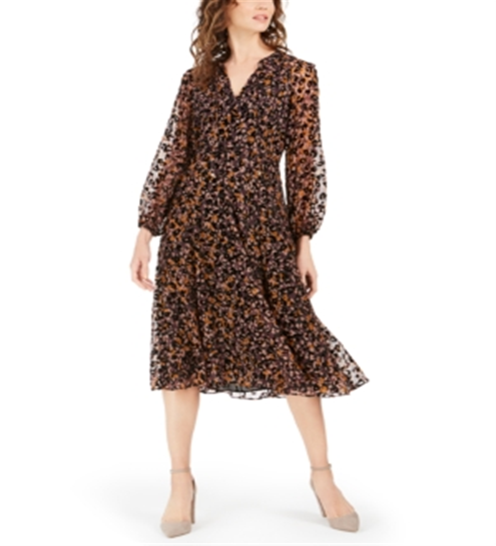 Vestido feminino Tommy Hilfiger em veludo queimado MIDI marrom tamanho 12