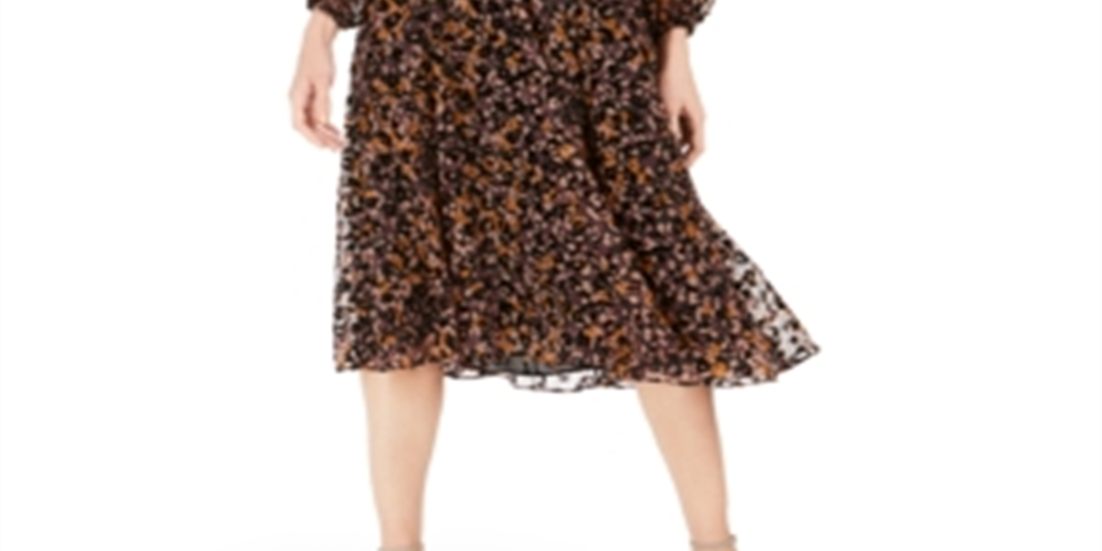 Vestido feminino Tommy Hilfiger em veludo queimado MIDI marrom tamanho 12