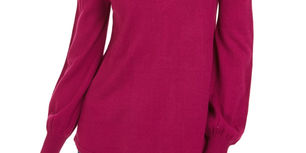 Suéter feminino com decote falso e abertura estilo keyhole, rosa, tamanho extrapequeno