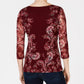 Charter Club Blusa de malha com estampa floral feminina, tamanho vinho, tamanho PL
